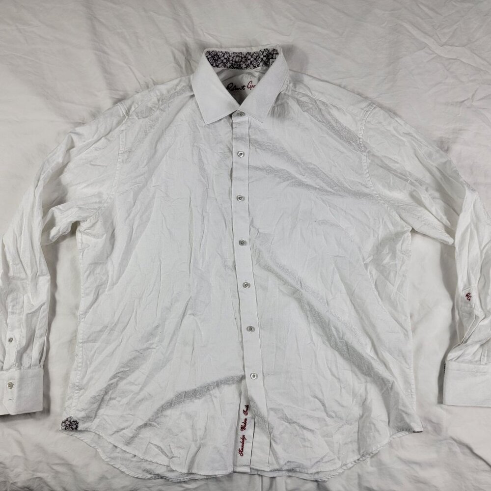 Robert Graham Mens 3XL Classic Fit White Button Down Shirt Long Sleeve Formal